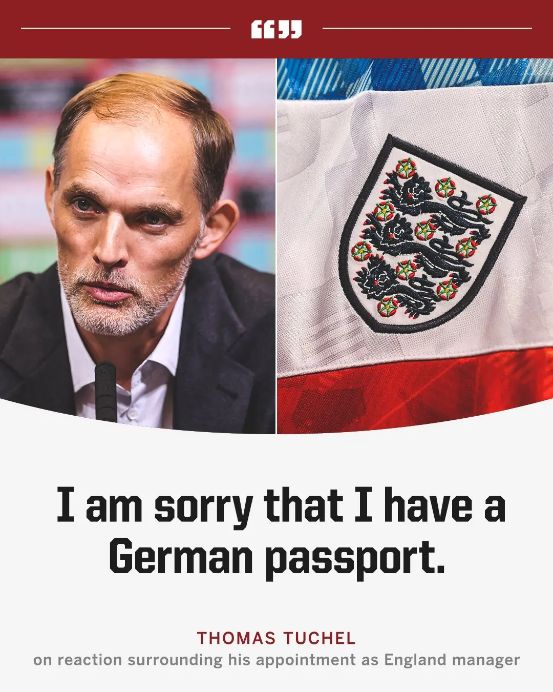 Tuchel reaction to England manager appointment